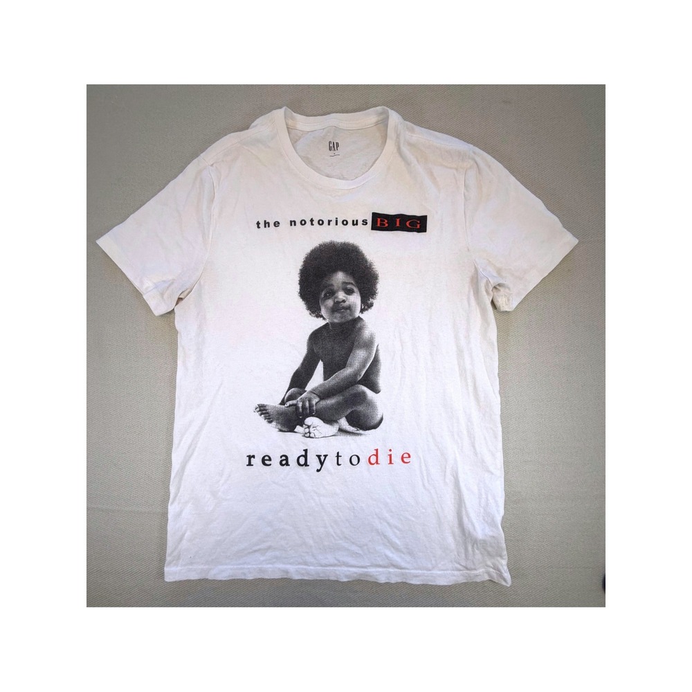 GAP The Notorious BIG Ready To Die Graphic T-Shirt Mens Medium White Hip Hop Tee
